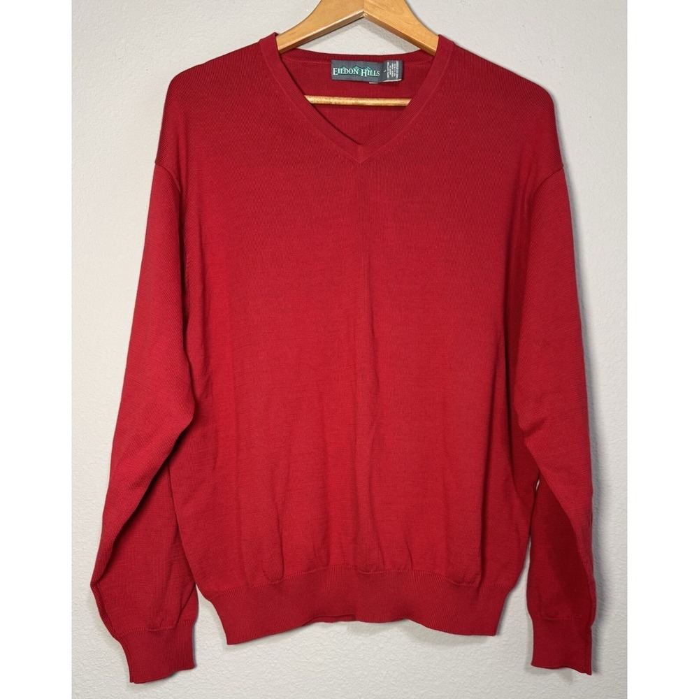Eildon Hills Men's L Red Sweater Old‎ Money 100% Cotton Preppy